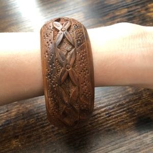 Vintage carved wooden bracelet